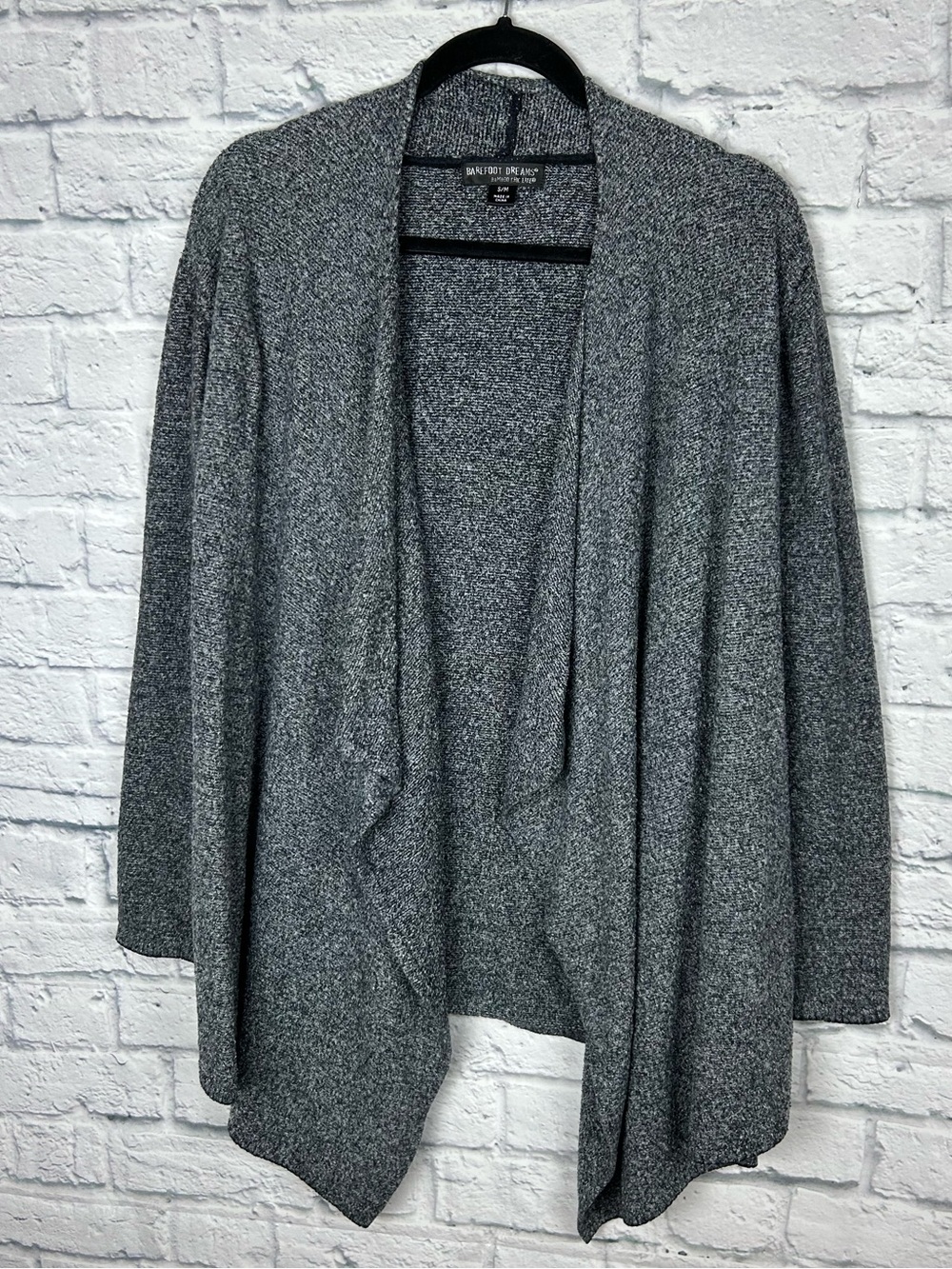 Barefoot Dreams Bamboo Chic Lite Gray Open Front Cardigan S/M Long Duster